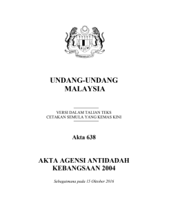 Akta Agensi Antidadah Kebangsaan 2004 [Akta 638]