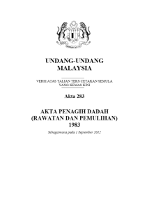 Akta Penagih Dadah (Rawatan Dan Pemulihan) 1983 [Akta 283]